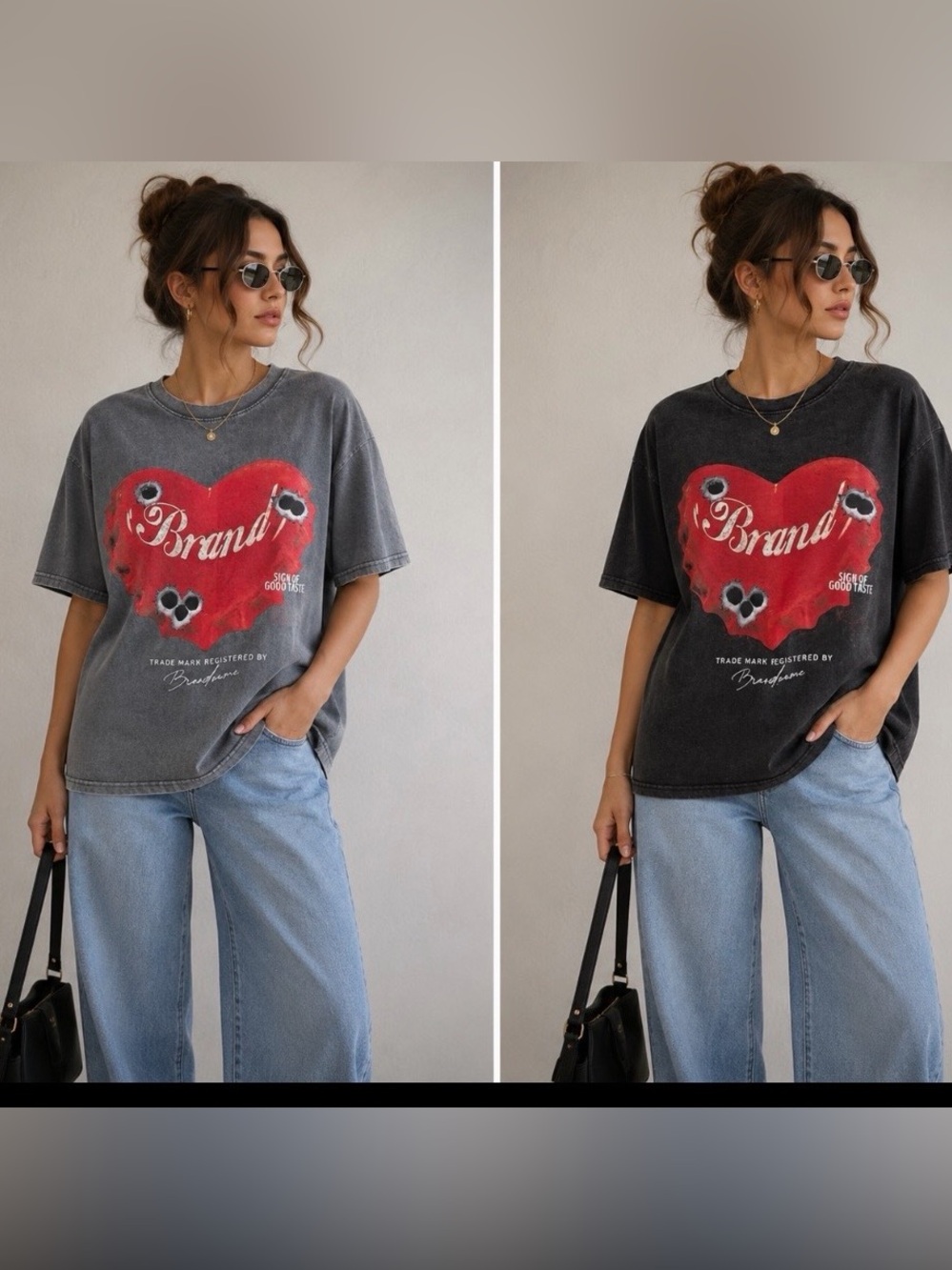 Kids Graphic Heart Tee with Red Heart Print From Italy
